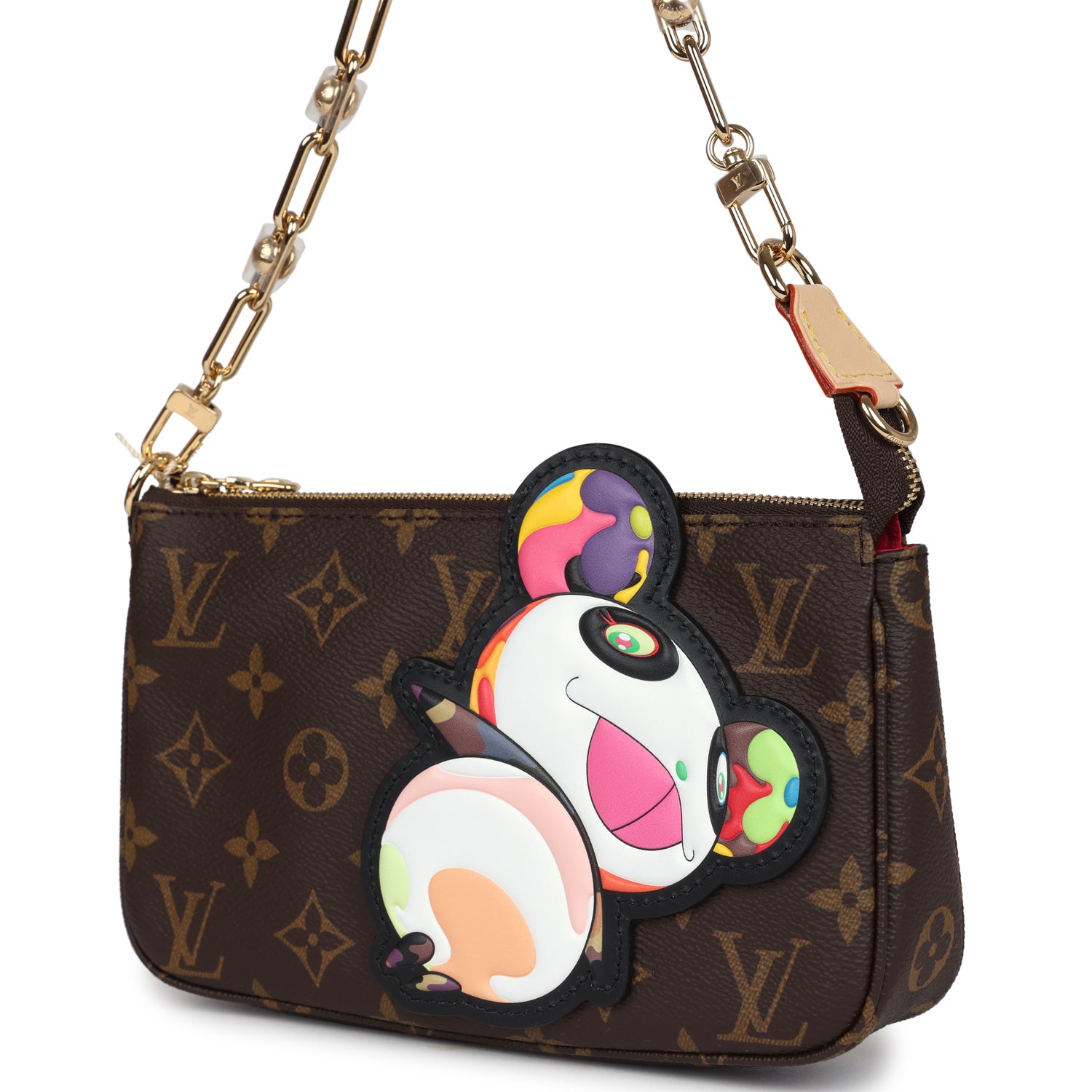 Louis Vuitton X Takashi Murakami Panda Pochette Accessories Brown Monogram Gold Hardware