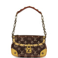 Louis Vuitton Vintage Trompe L'Oeil Pochette Brown and Yellow Velvet Brass Hardware
