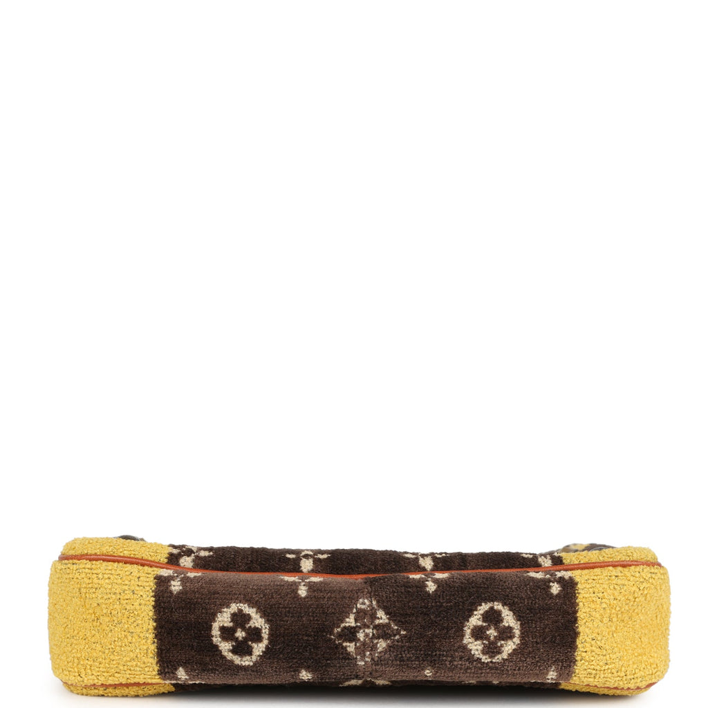 Louis Vuitton Vintage Trompe L'Oeil Pochette Brown and Yellow Velvet Brass Hardware