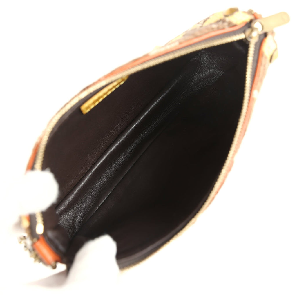 Louis Vuitton Vintage Trompe L'Oeil Pochette Brown and Yellow Velvet Brass Hardware