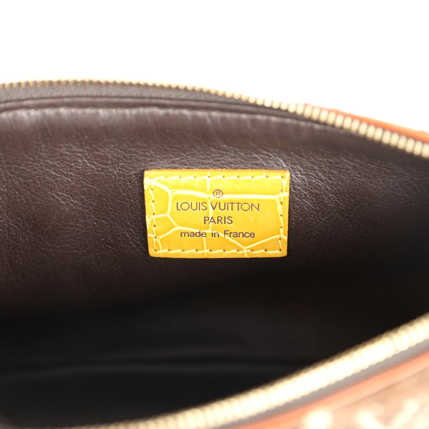 Louis Vuitton Vintage Trompe L'Oeil Pochette Brown and Yellow Velvet Brass Hardware