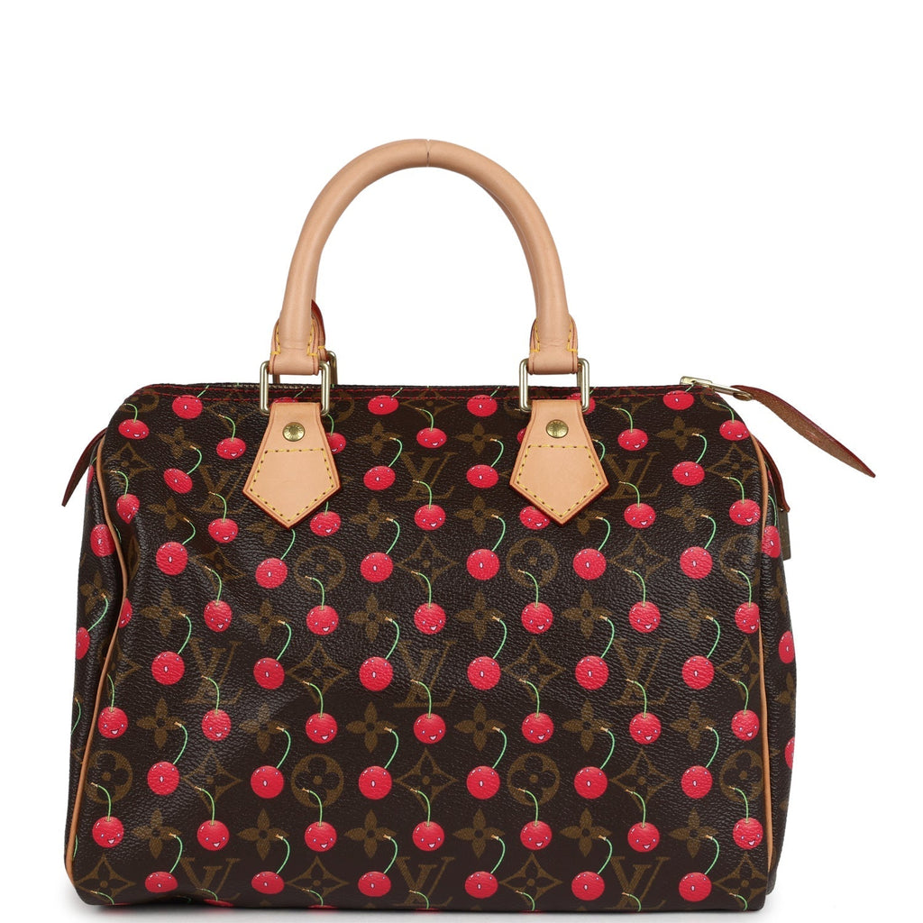 Louis Vuitton Vintage x Takashi Murkami Cheries Speedy 25 Brown and Red Monogram Cherry Gold Hardware