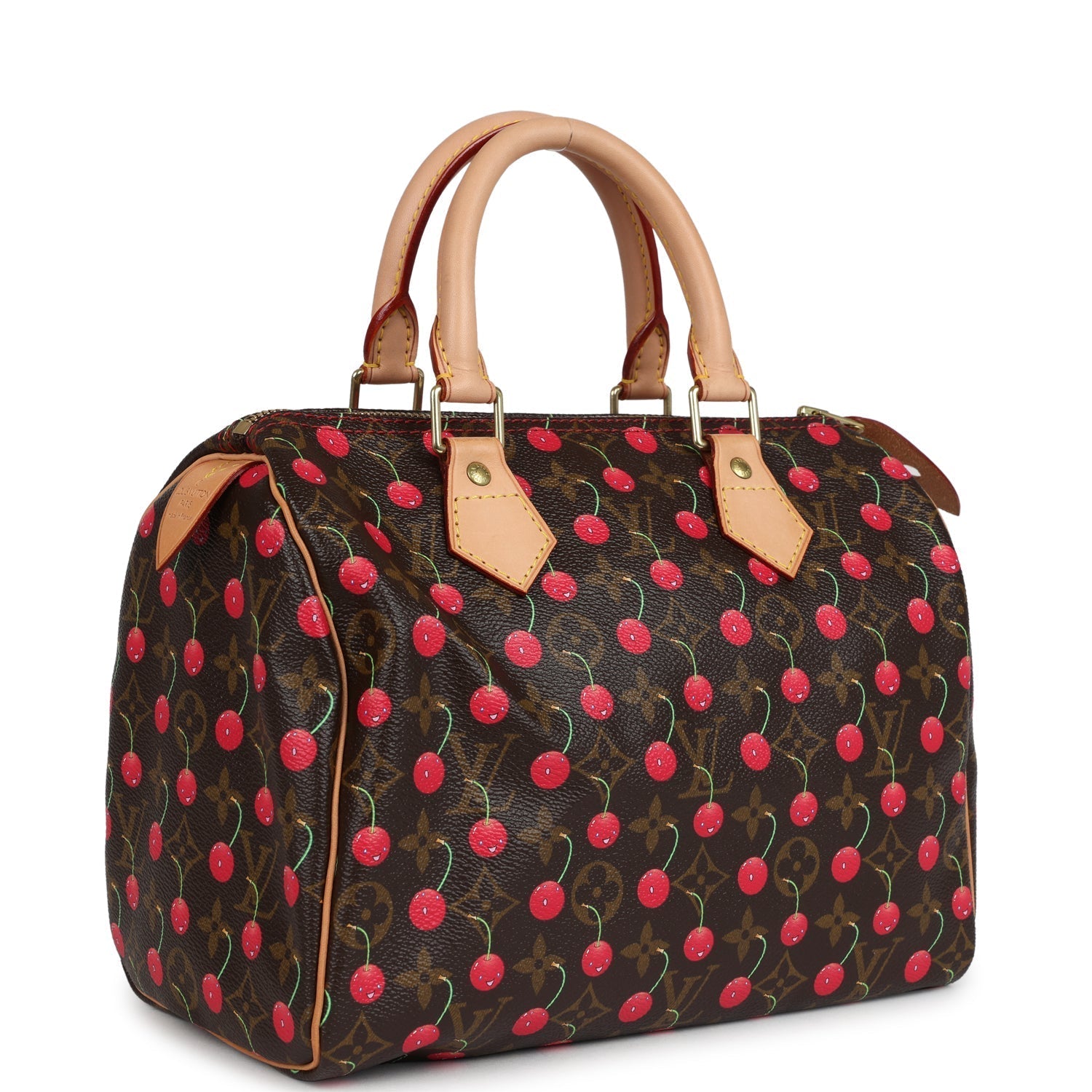 Louis Vuitton Vintage x Takashi Murkami Cheries Speedy 25 Brown and Red Monogram Cherry Gold Hardware