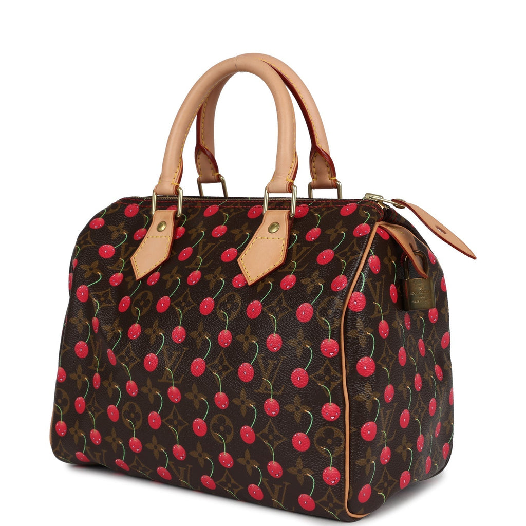 Louis Vuitton Vintage x Takashi Murkami Cheries Speedy 25 Brown and Red Monogram Cherry Gold Hardware