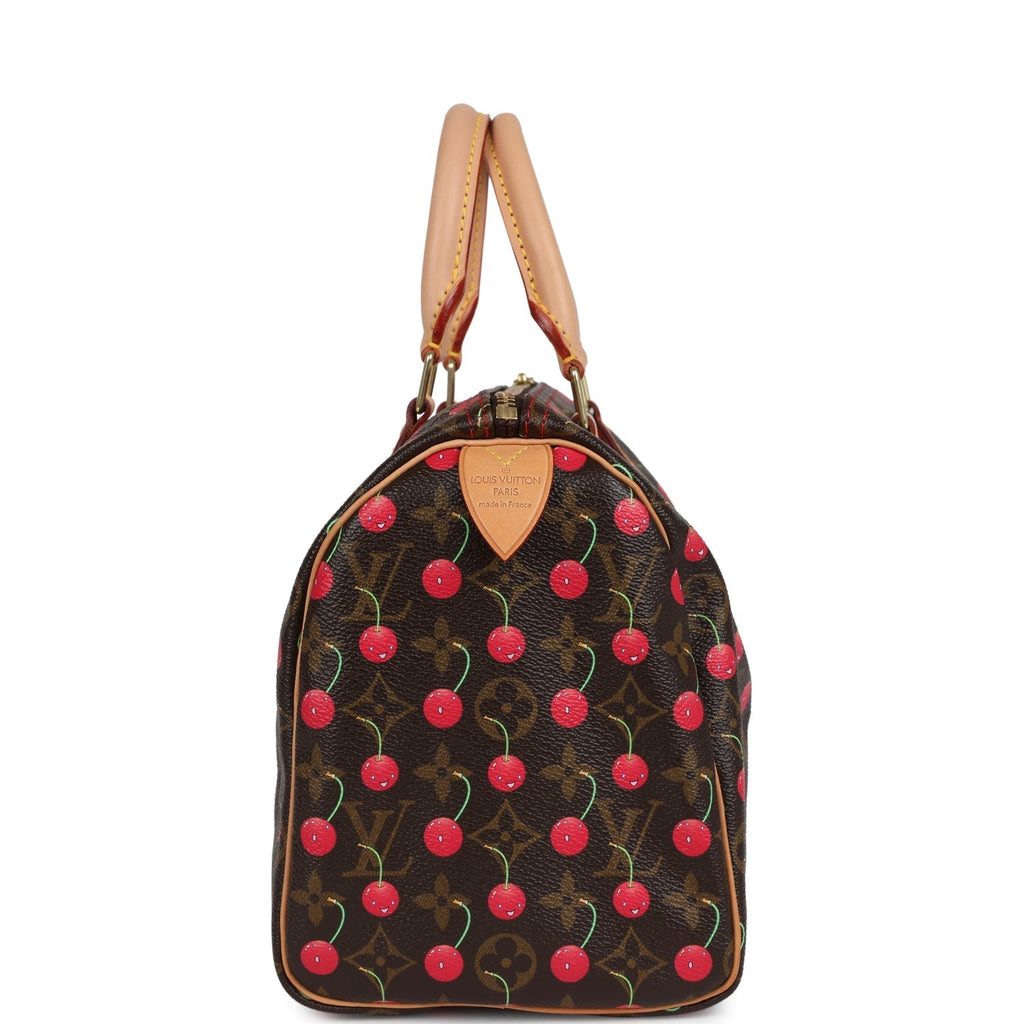 Louis Vuitton Vintage x Takashi Murkami Cheries Speedy 25 Brown and Red Monogram Cherry Gold Hardware