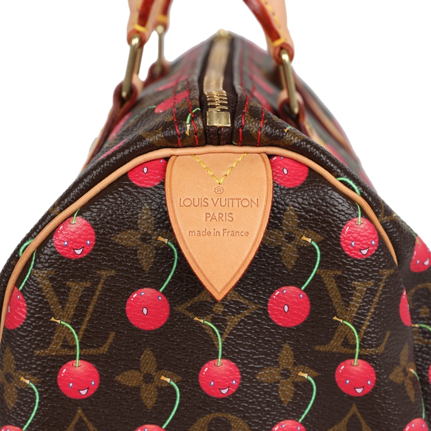 Louis Vuitton Vintage x Takashi Murkami Cheries Speedy 25 Brown and Red Monogram Cherry Gold Hardware