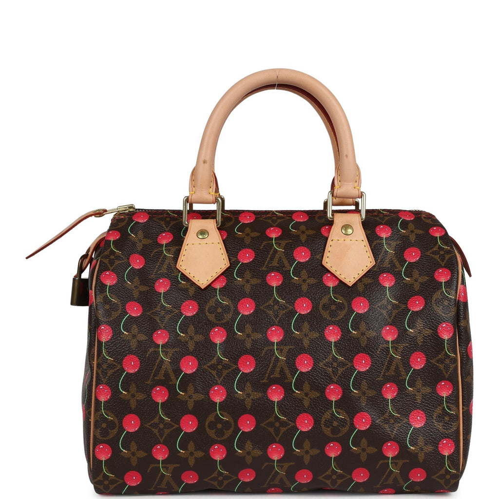 Louis Vuitton Vintage x Takashi Murkami Cheries Speedy 25 Brown and Red Monogram Cherry Gold Hardware