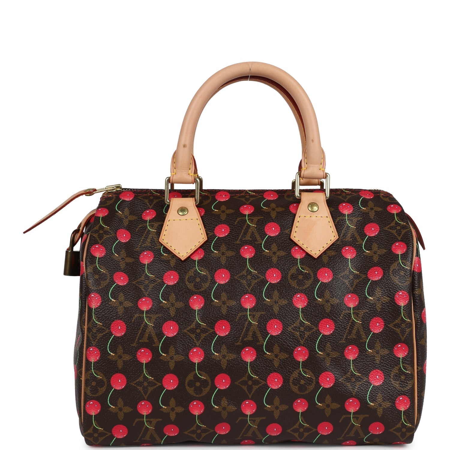 Louis Vuitton Vintage x Takashi Murkami Cheries Speedy 25 Brown and Red Monogram Cherry Gold Hardware