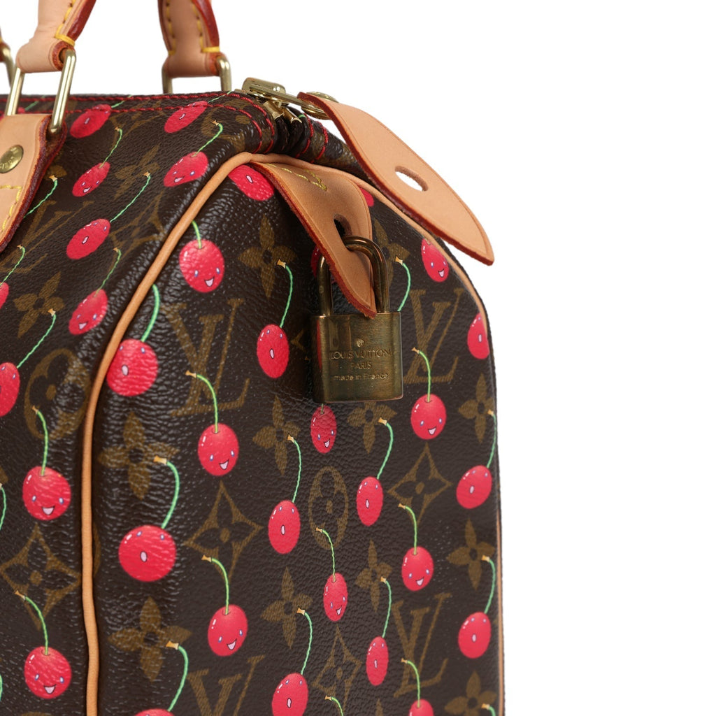 Louis Vuitton Vintage x Takashi Murkami Cheries Speedy 25 Brown and Red Monogram Cherry Gold Hardware