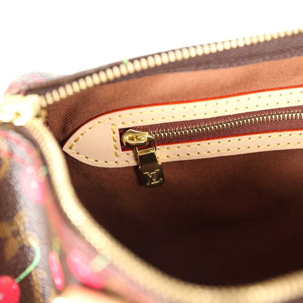 Louis Vuitton Vintage x Takashi Murkami Cheries Speedy 25 Brown and Red Monogram Cherry Gold Hardware