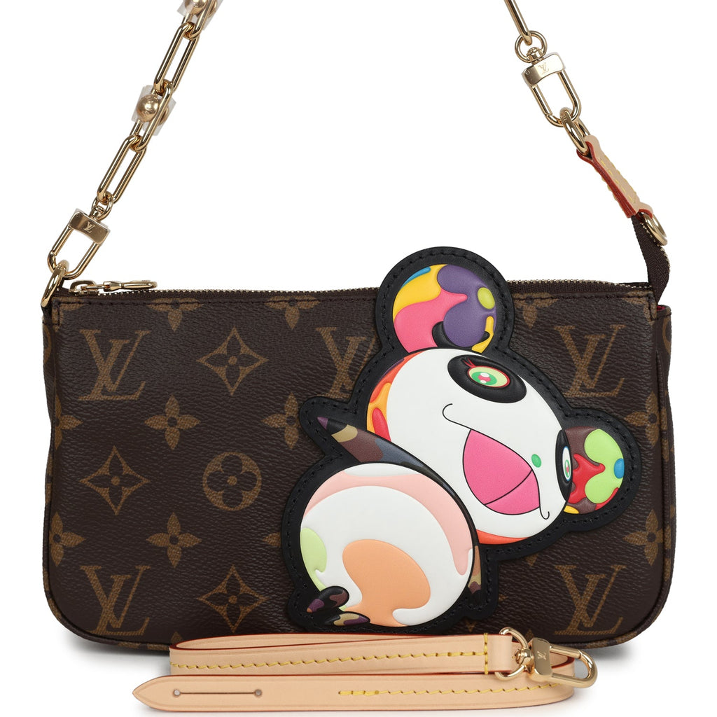 Louis Vuitton X Takashi Murakami Panda Pochette Accessories Brown Monogram Gold Hardware