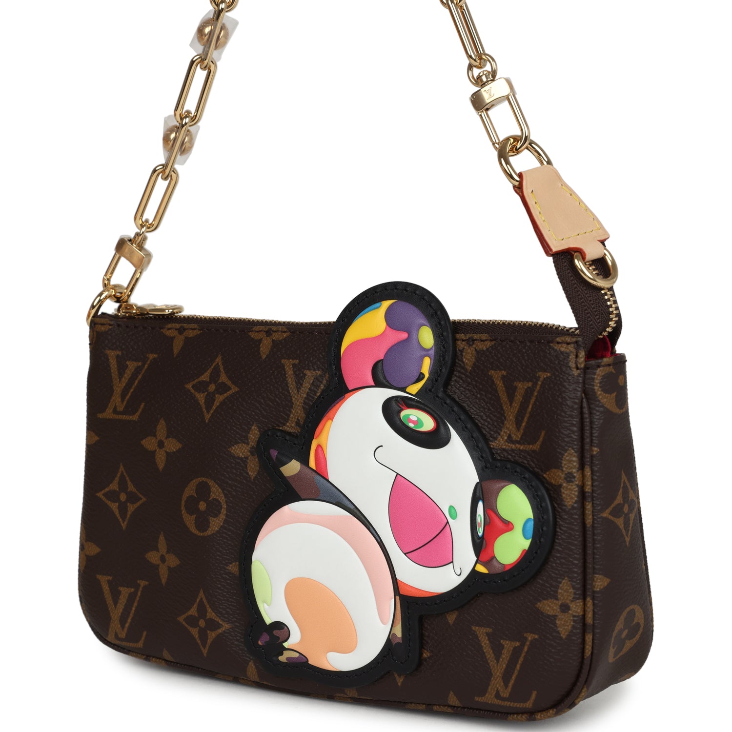 Louis Vuitton X Takashi Murakami Panda Pochette Accessories Brown Monogram Gold Hardware