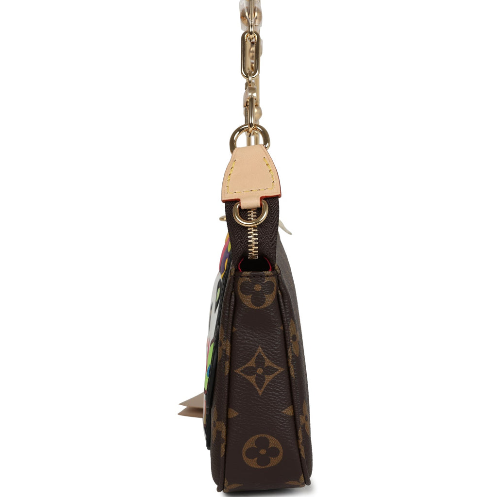 Louis Vuitton X Takashi Murakami Panda Pochette Accessories Brown Monogram Gold Hardware