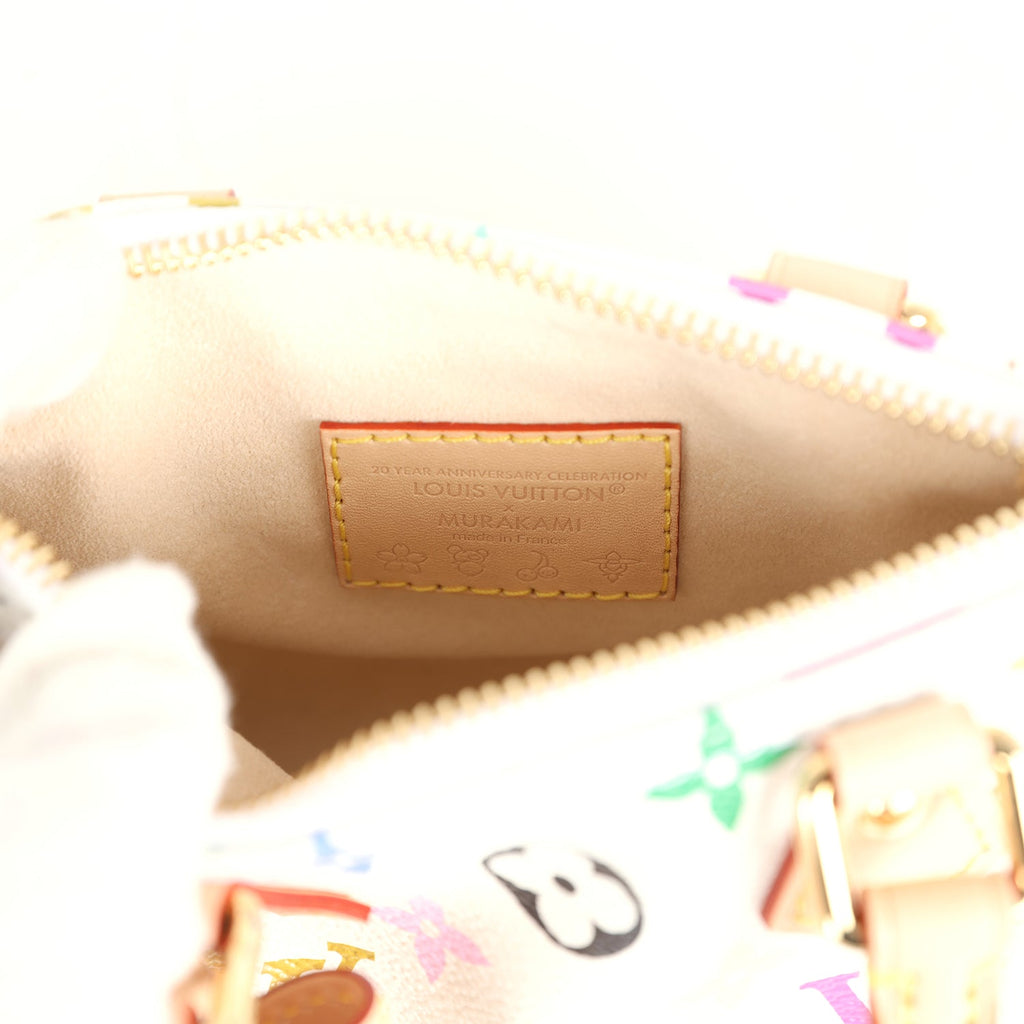 Louis Vuitton X Murakami Nano Speedy Bag White Multicolor Monogram Gold Hardware