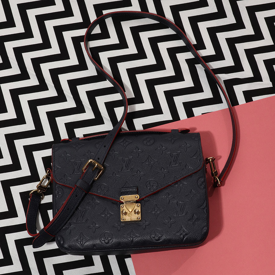 Louis Vuitton Navy and Rouge Empreinte Pochette MÃ©tis