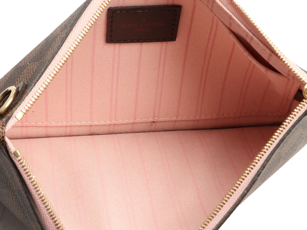 Louis Vuitton Damier EbÃ¨ne and Rose Ballerine Neverfull Pouch MM/GM