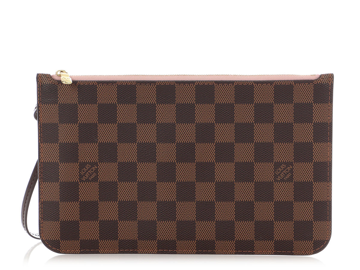 Louis Vuitton Damier EbÃ¨ne and Rose Ballerine Neverfull Pouch MM/GM