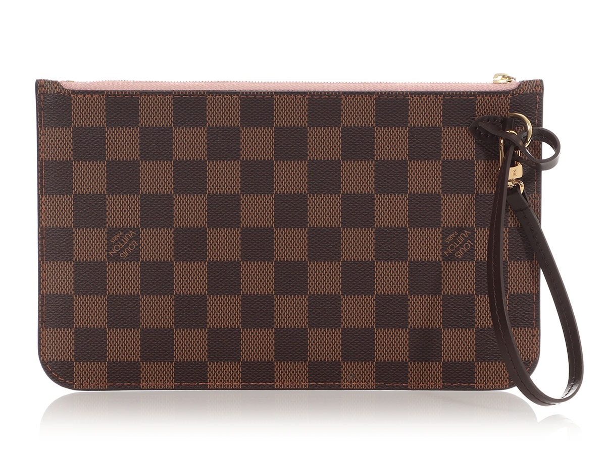 Louis Vuitton Damier EbÃ¨ne and Rose Ballerine Neverfull Pouch MM/GM