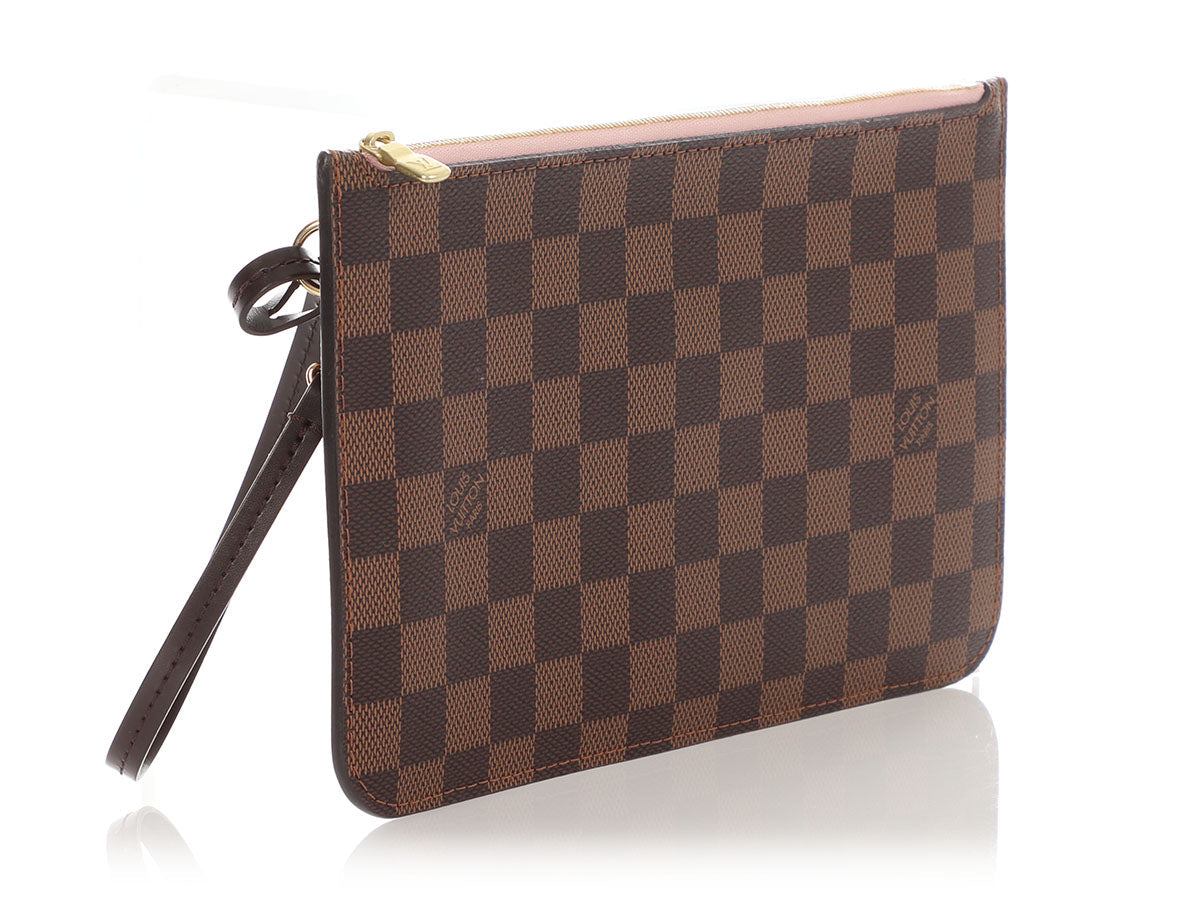 Louis Vuitton Damier EbÃ¨ne and Rose Ballerine Neverfull Pouch MM/GM