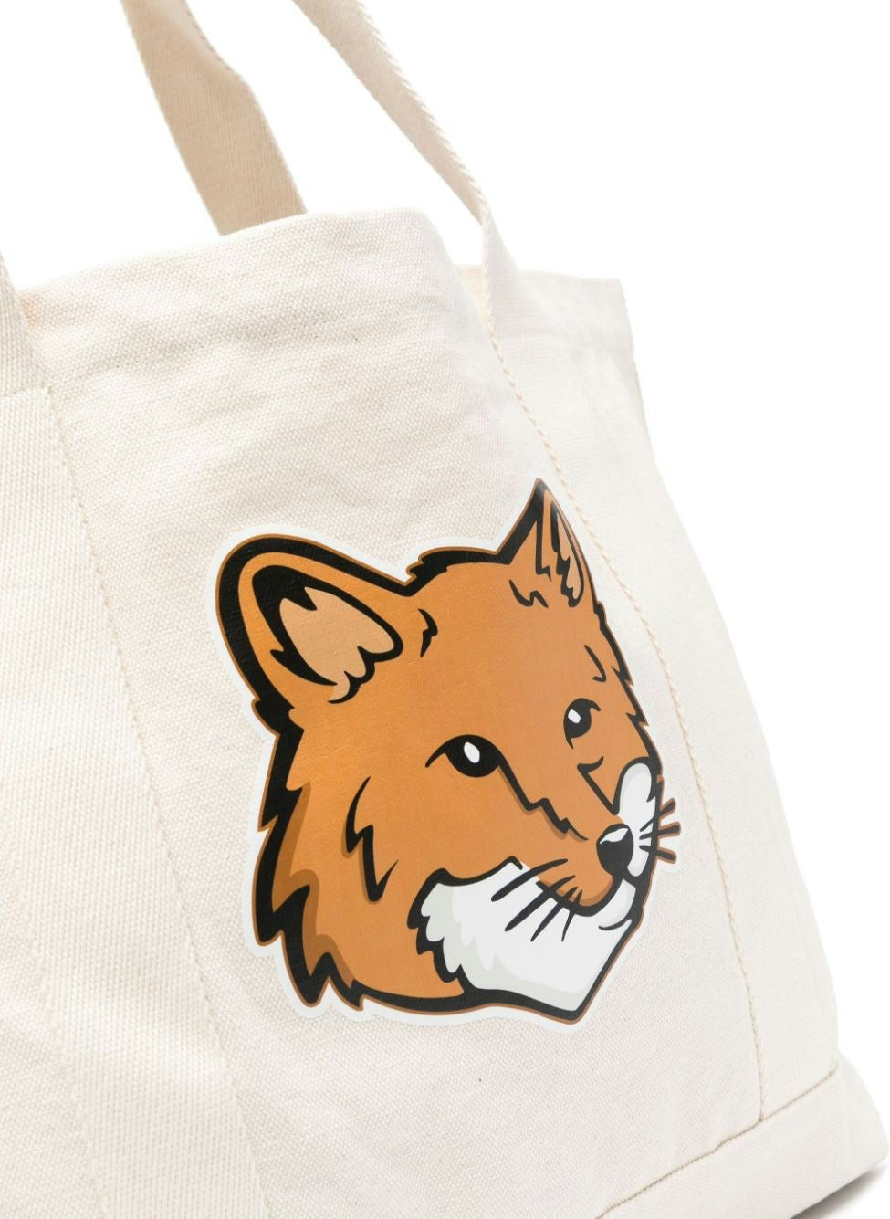 FOX HEAD COTTON TOTE BAG - BEIGE