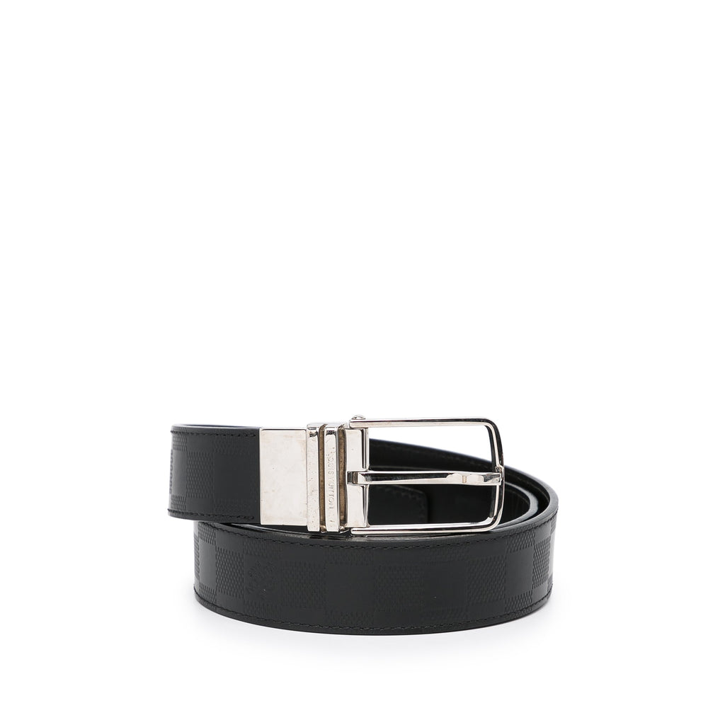 Black Louis Vuitton Damier Infini Boston Reversible Belt EU 38