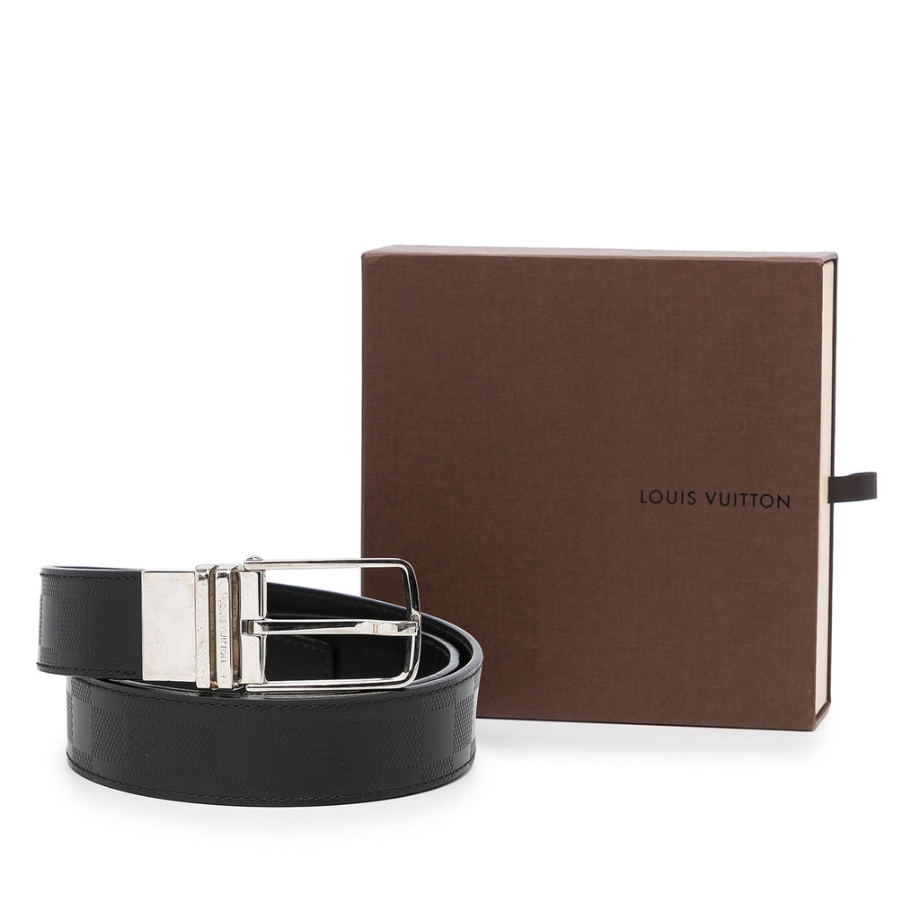 Black Louis Vuitton Damier Infini Boston Reversible Belt EU 95