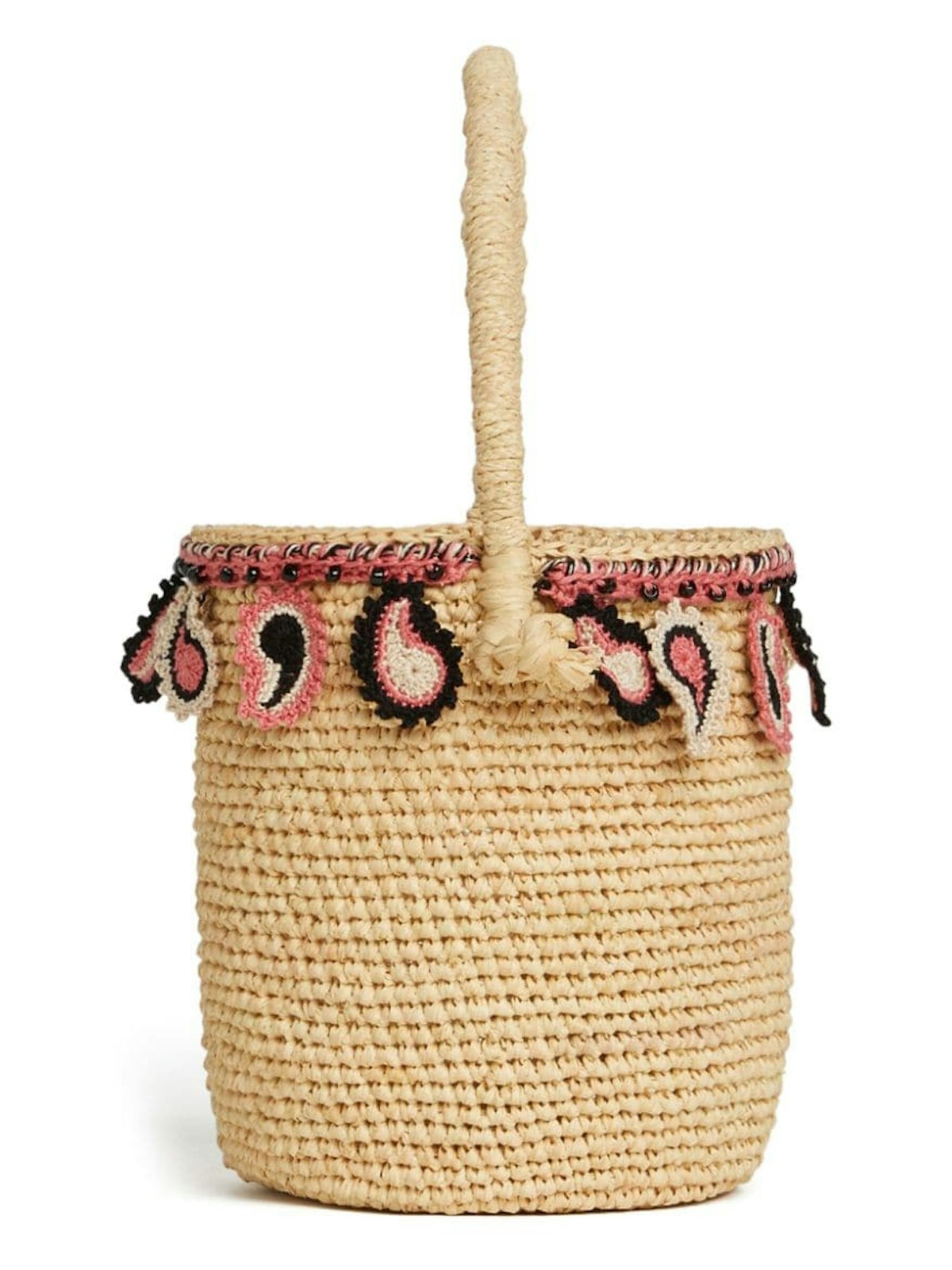 PAISLEY RAFFIA BUCKET BAG