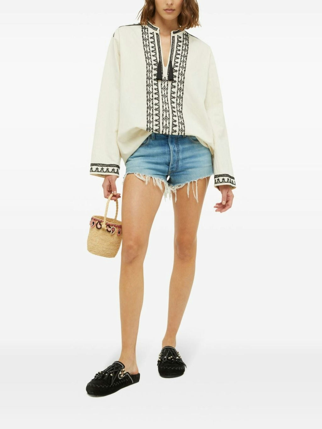 PAISLEY RAFFIA BUCKET BAG