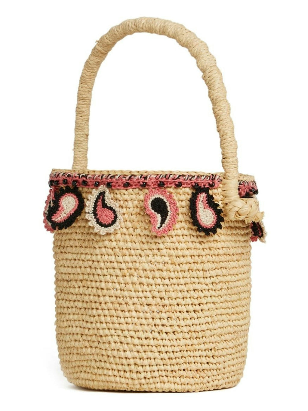 PAISLEY RAFFIA BUCKET BAG
