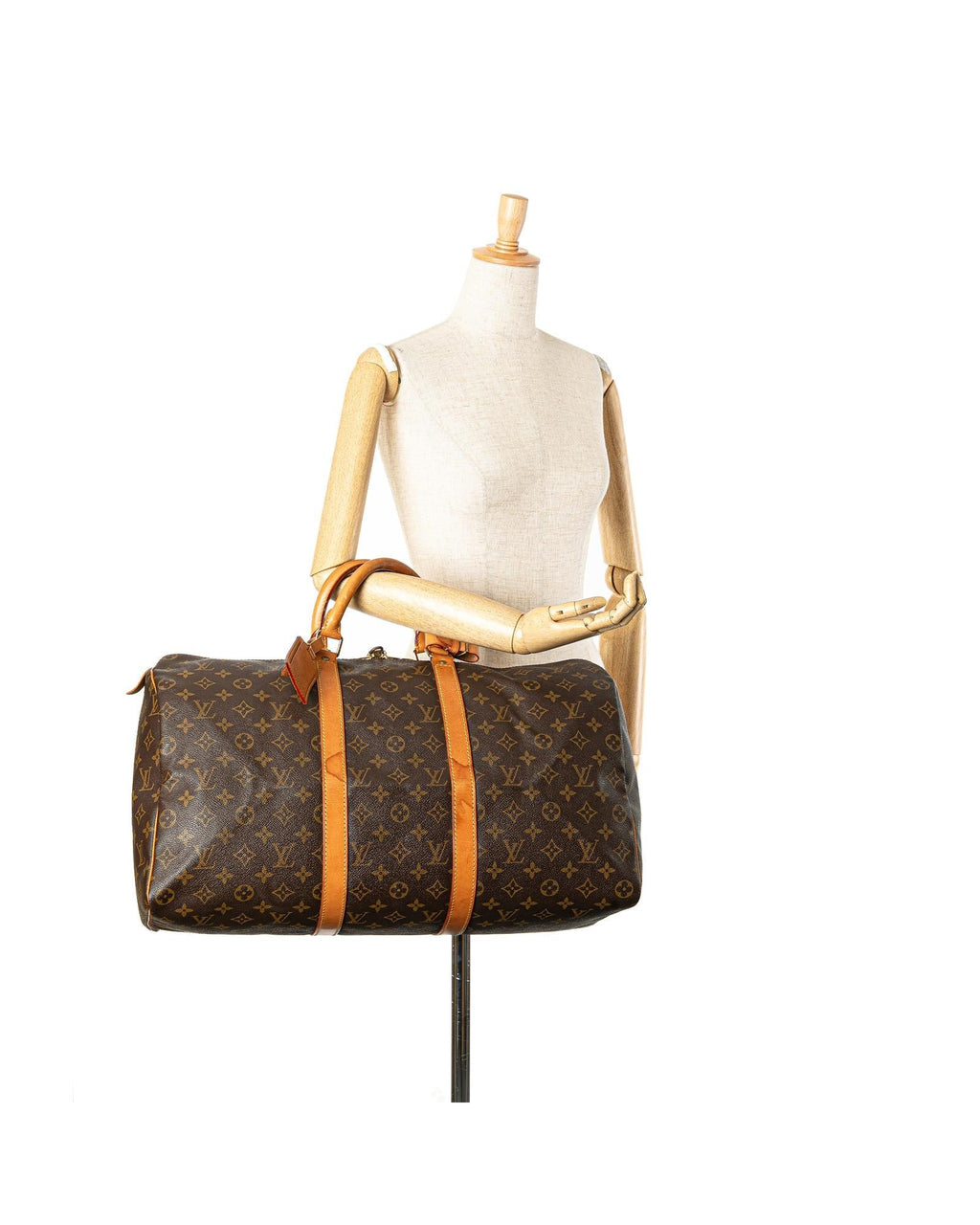 Monogram Canvas Keepall with Vachetta Leather Trim and Top Zip Closure