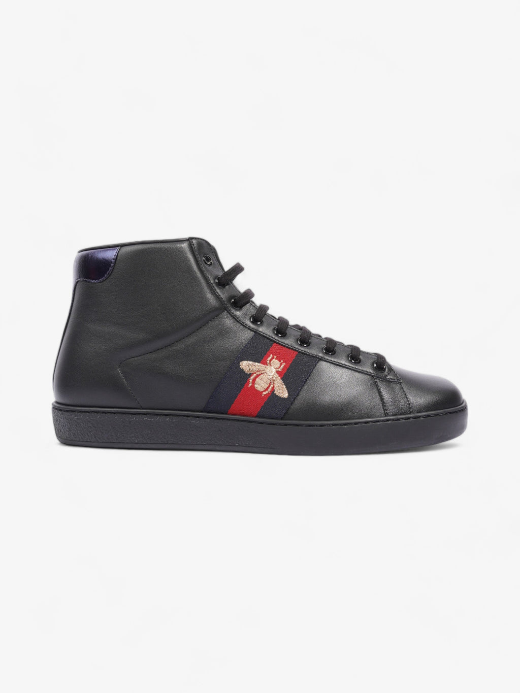 Gucci Bee Ace High-Top Black / Gold Leather EU 45 UK 11