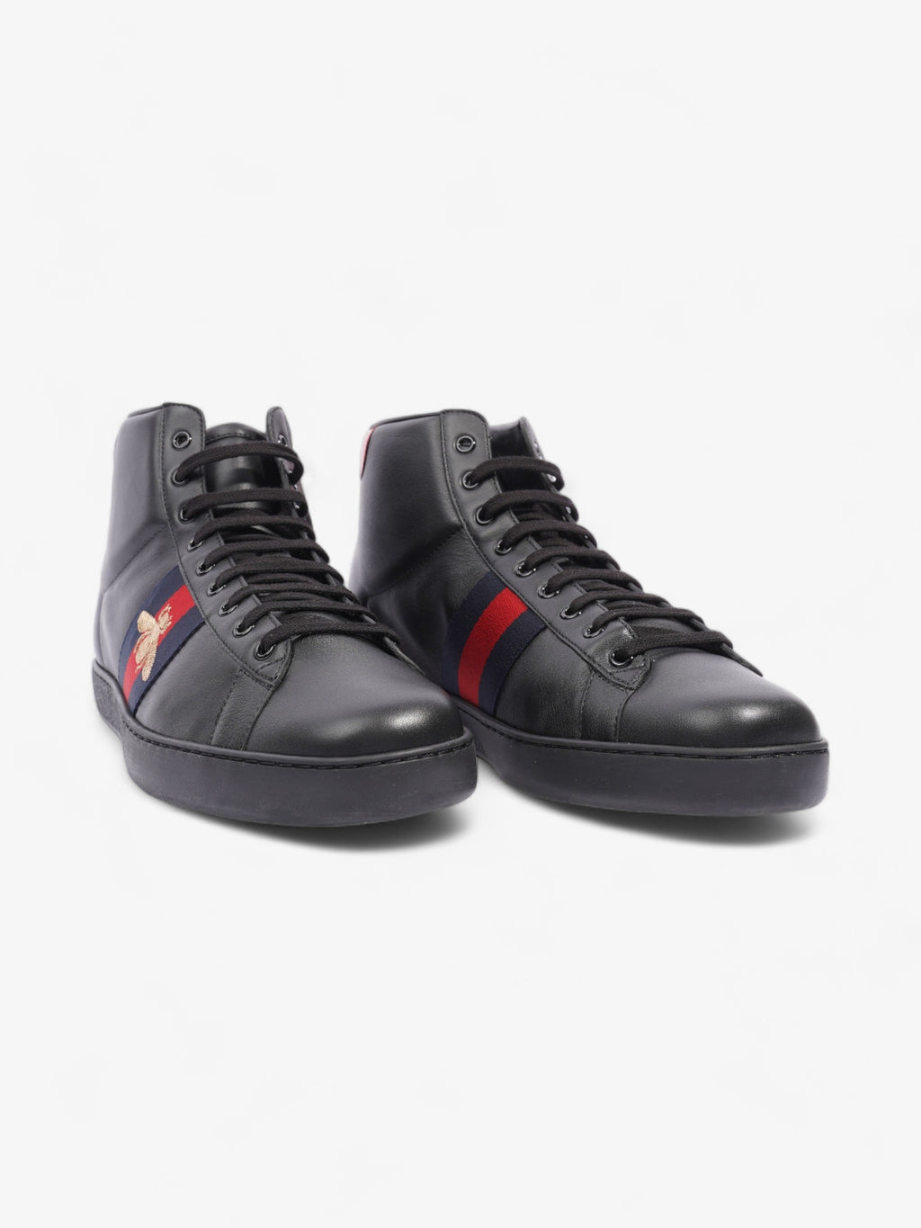 Gucci Bee Ace High-Top Black / Gold Leather EU 45 UK 11