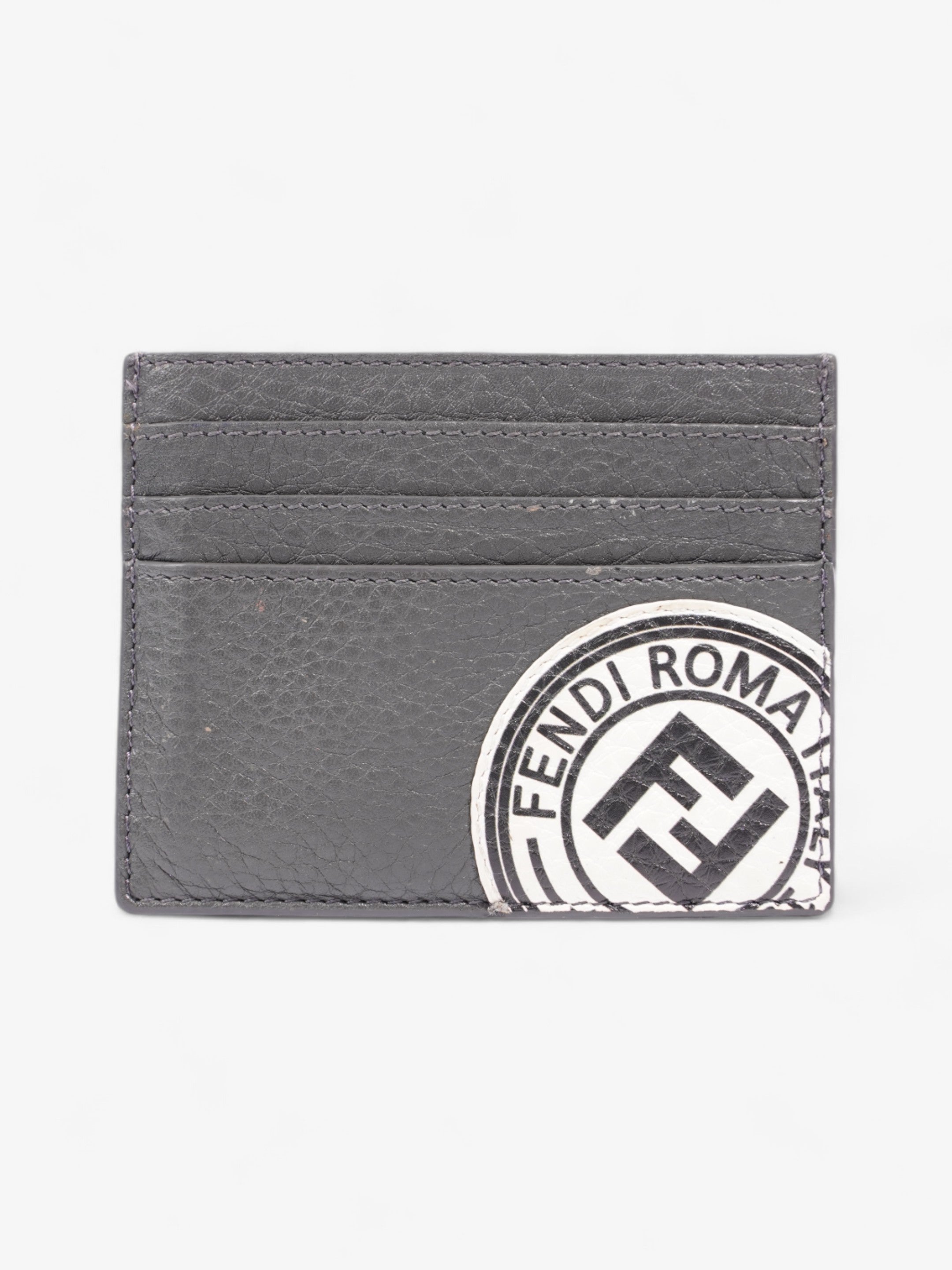 Fendi Roma Card Holder Charcoal / White Leather