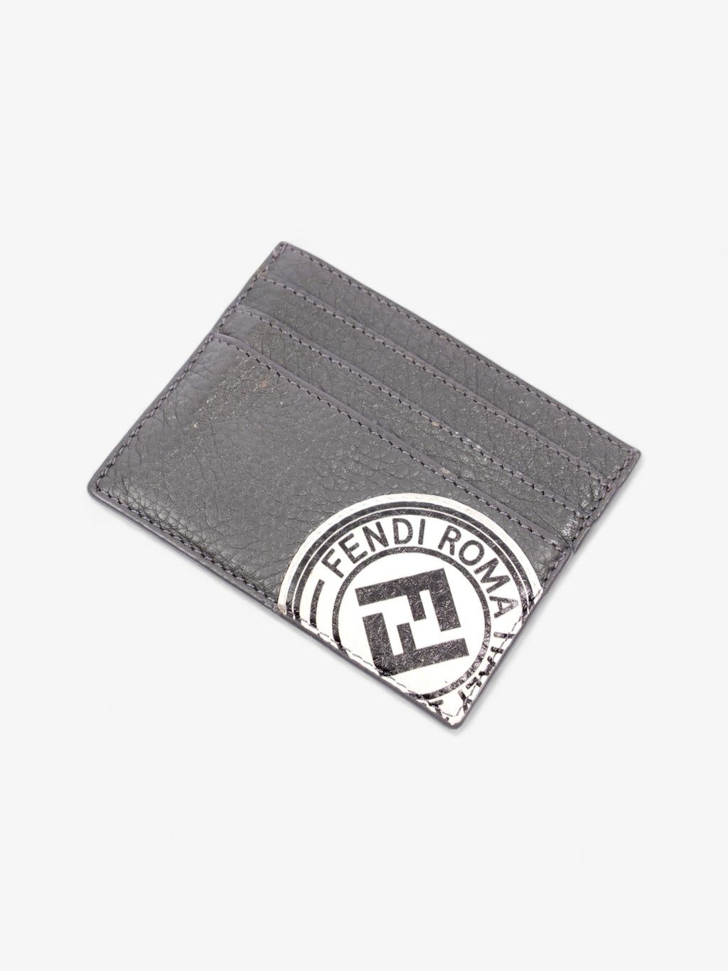 Fendi Roma Card Holder Charcoal / White Leather