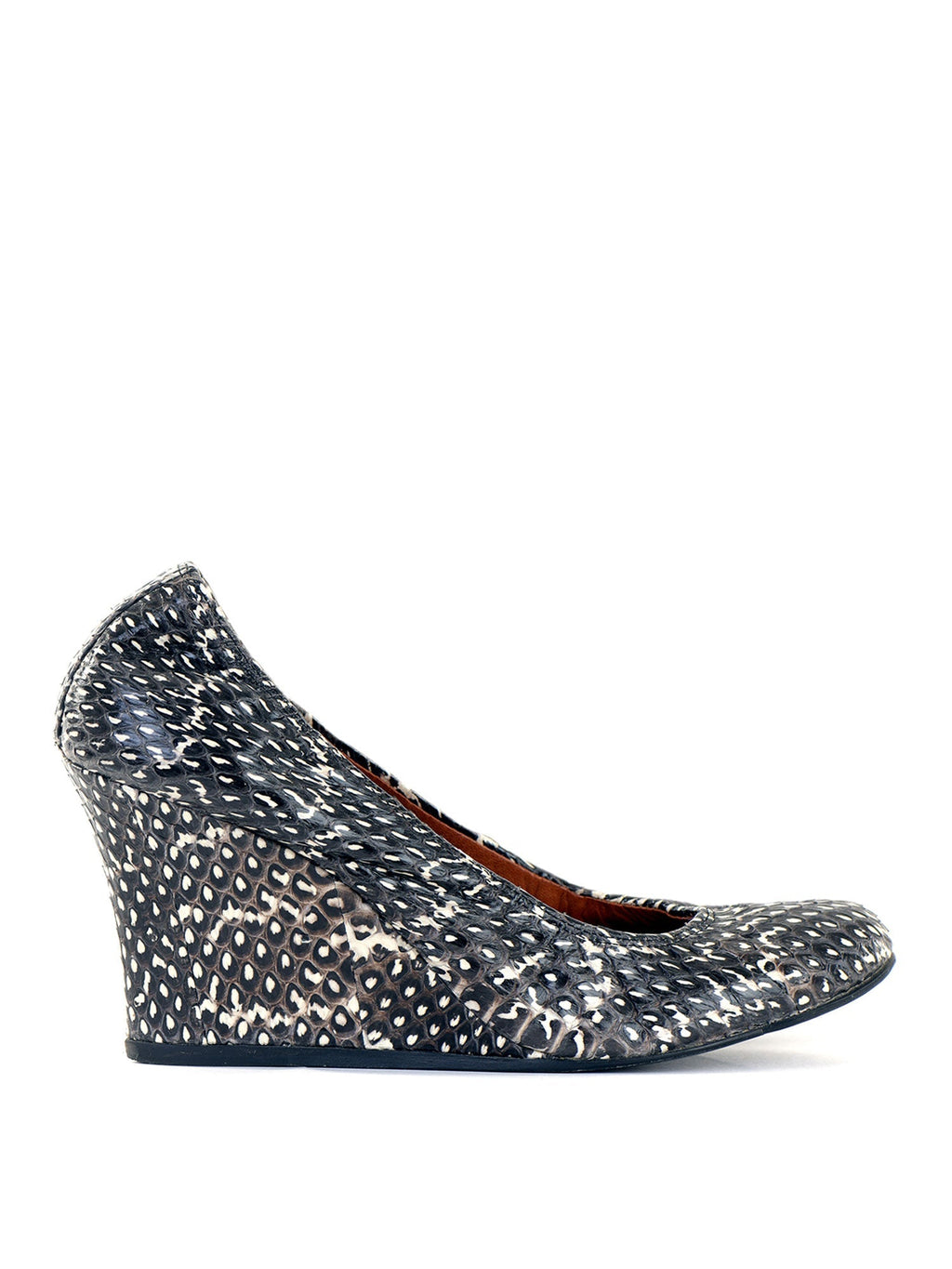 Grey Snakeskin Scrunch Wedges