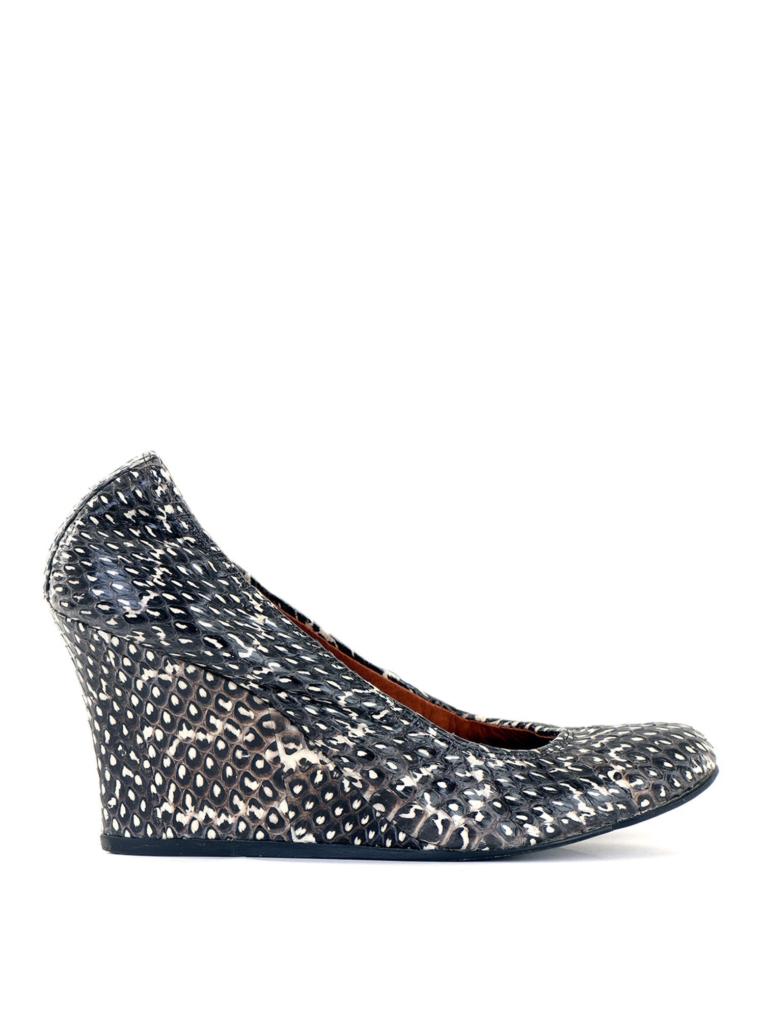 Grey Snakeskin Scrunch Wedges