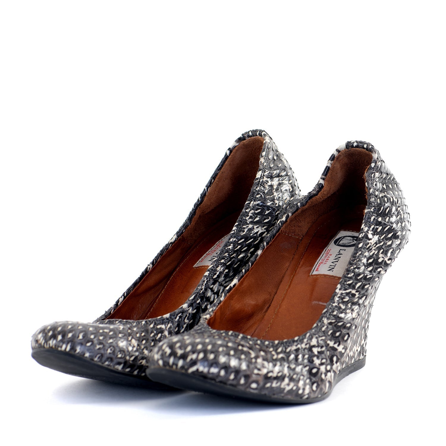 Grey Snakeskin Scrunch Wedges