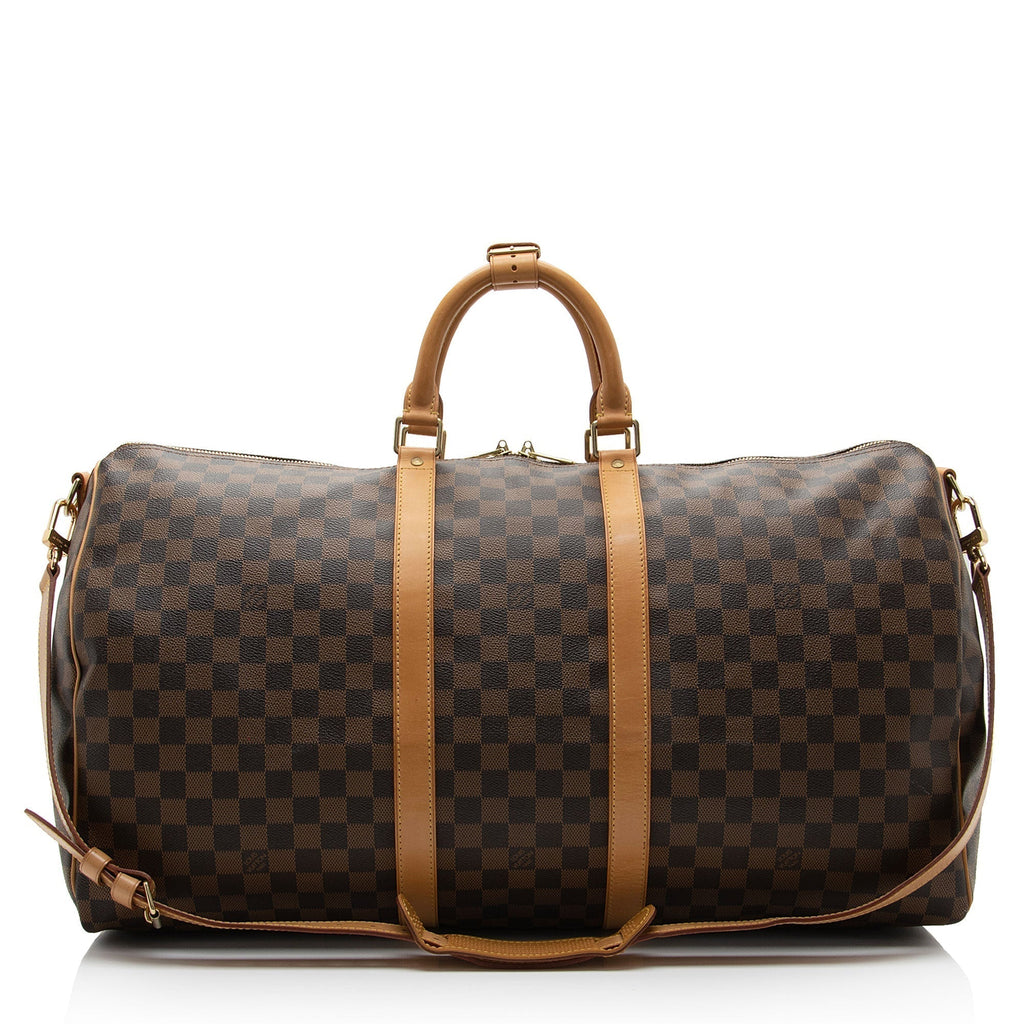 Louis Vuitton Damier Ebene Keepall Bandouliere 55 Duffle Bag