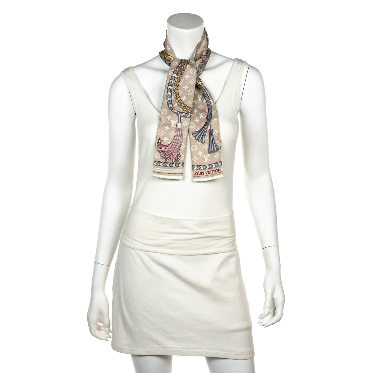 Louis Vuitton Beige Silk Mix & Straps Bandeau Scarf