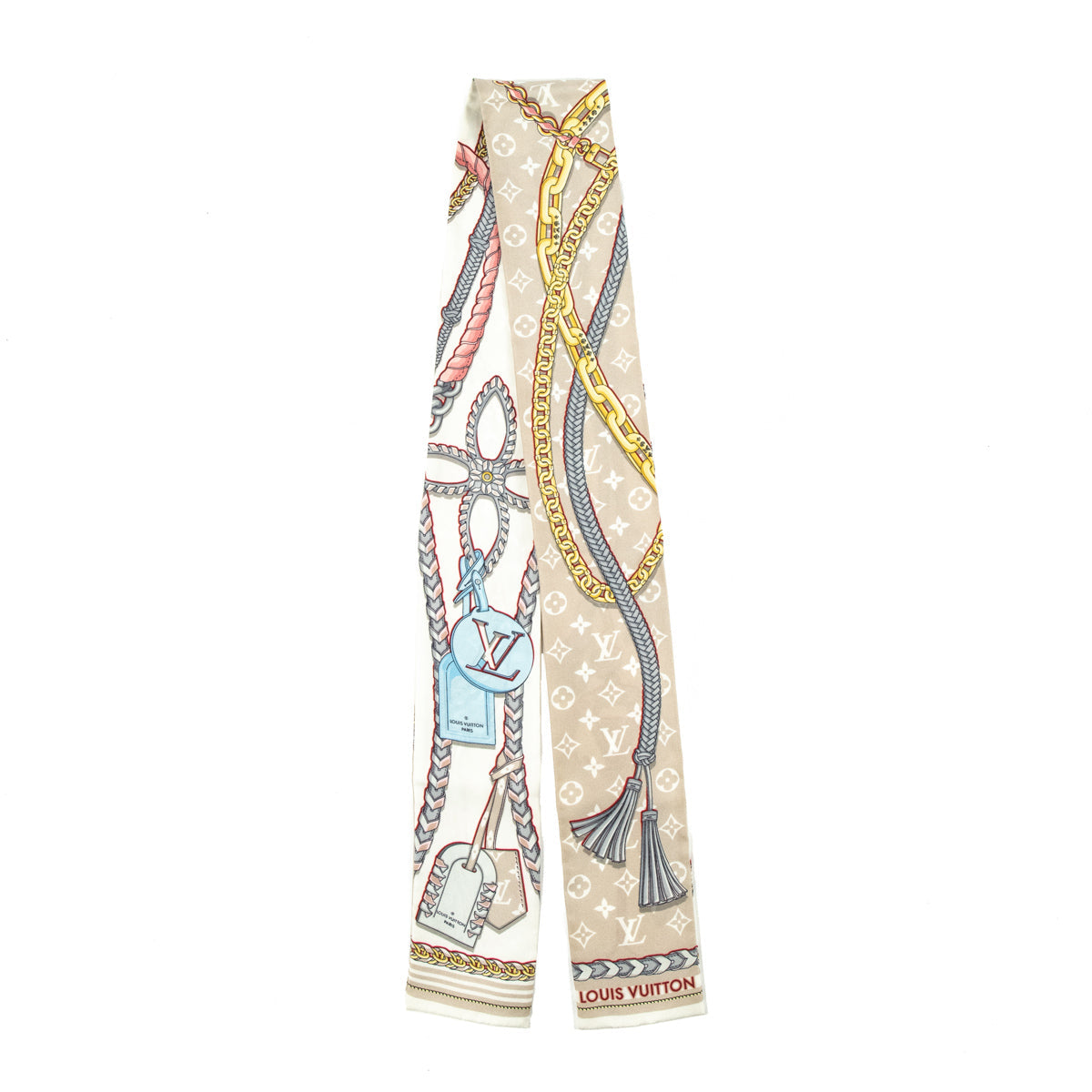 Louis Vuitton Beige Silk Mix & Straps Bandeau Scarf