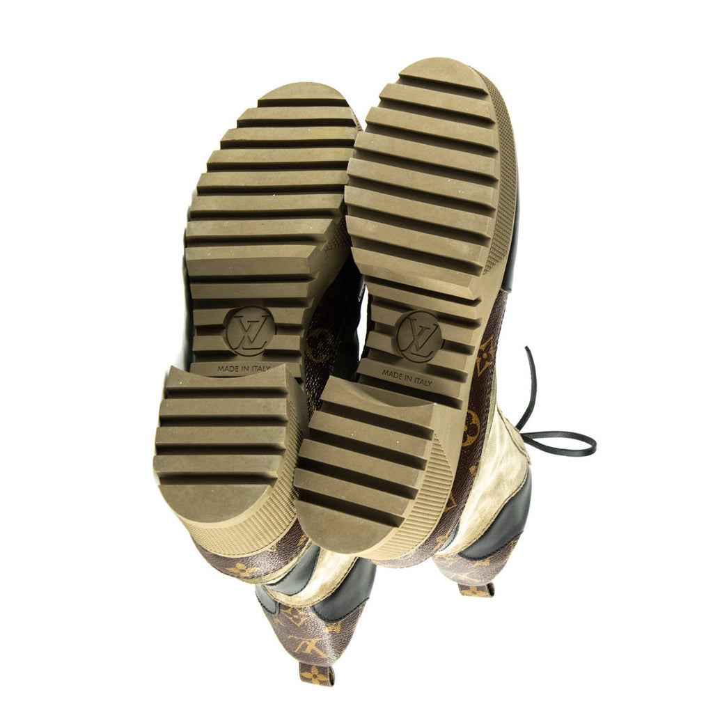Louis Vuitton Beige Suede & Monogram Laureate Platform Desert Boots Size US 11 | EU 41