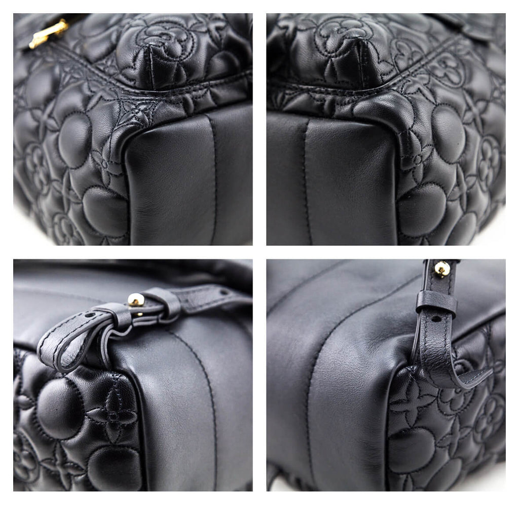 Louis Vuitton Black Lambskin Malletage Flower Palm Springs PM