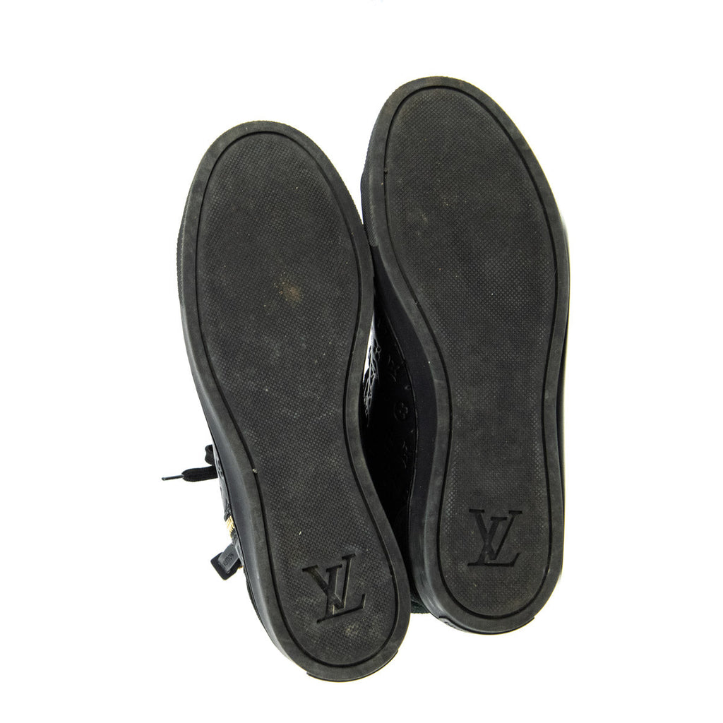 Louis Vuitton Black Leather Punchy Monogram High Top Sneakers Size 6 | EU 36
