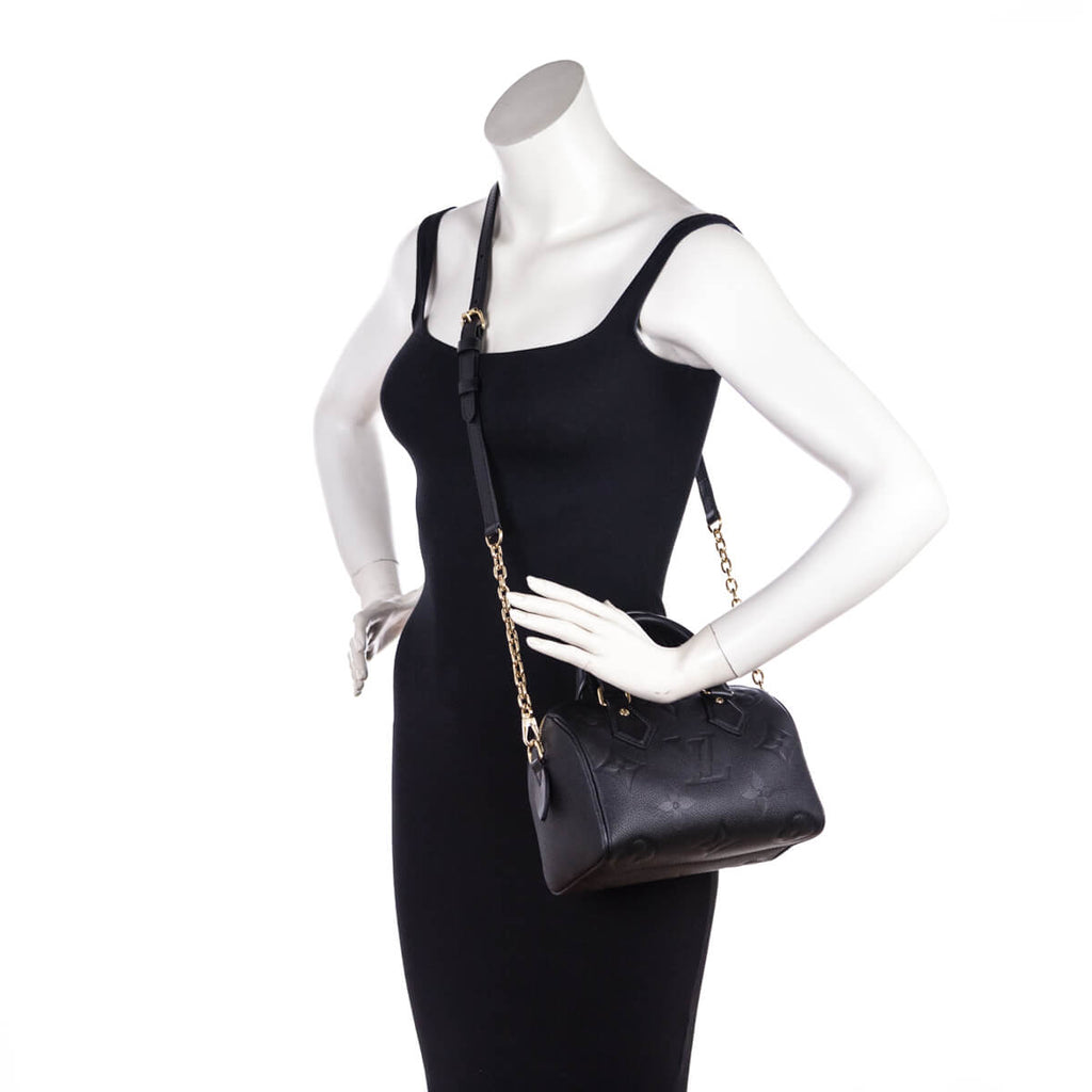 Louis Vuitton Black Monogram Empreinte Speedy Bandouliere 25
