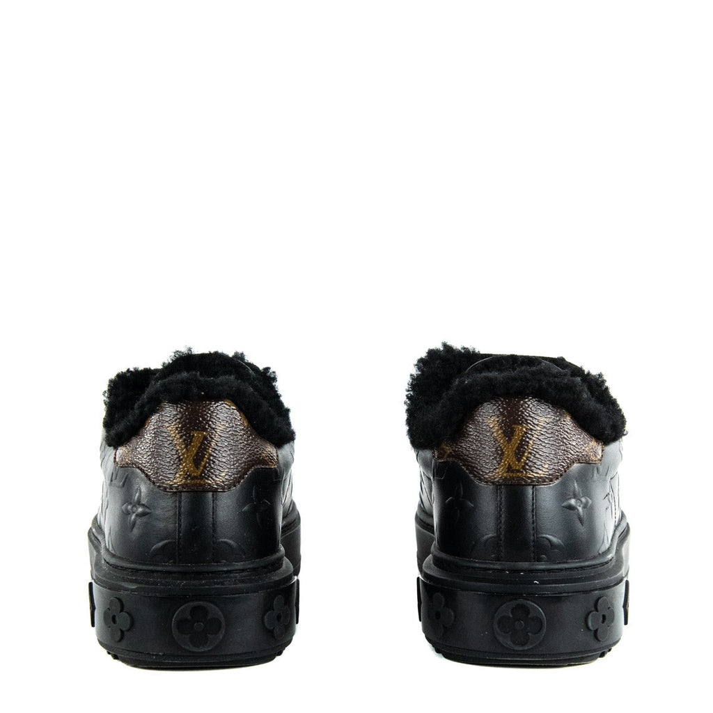 Louis Vuitton Black Shearling Lined Time Out Sneakers Size US 6 | EU 36