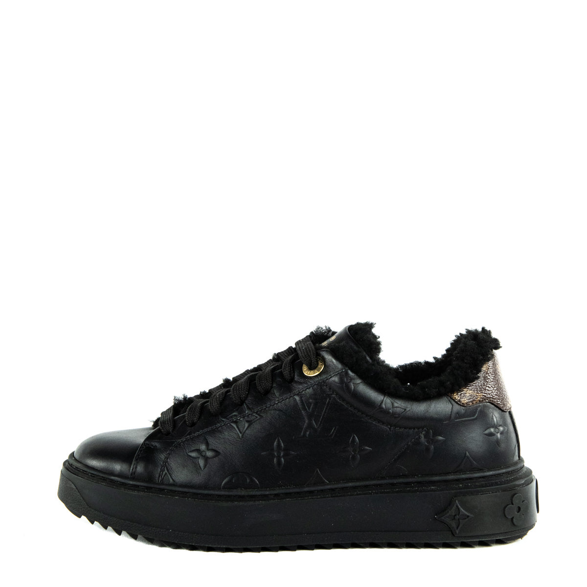 Louis Vuitton Black Shearling Lined Time Out Sneakers Size US 6 | EU 36