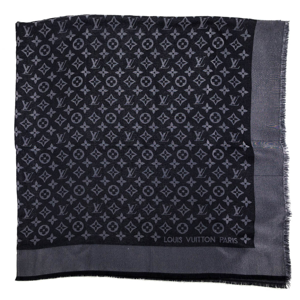 Louis Vuitton Black Silk, Lurex & Wool Monogram Shine Shawl