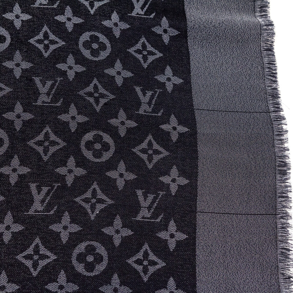 Louis Vuitton Black Silk, Lurex & Wool Monogram Shine Shawl