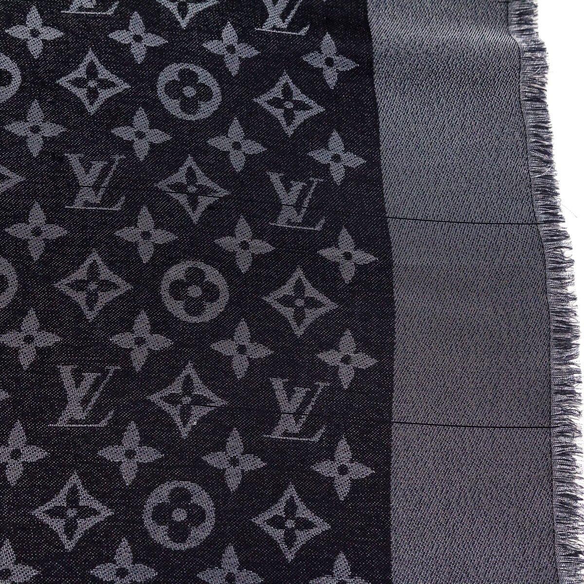 Louis Vuitton Black Silk, Lurex & Wool Monogram Shine Shawl