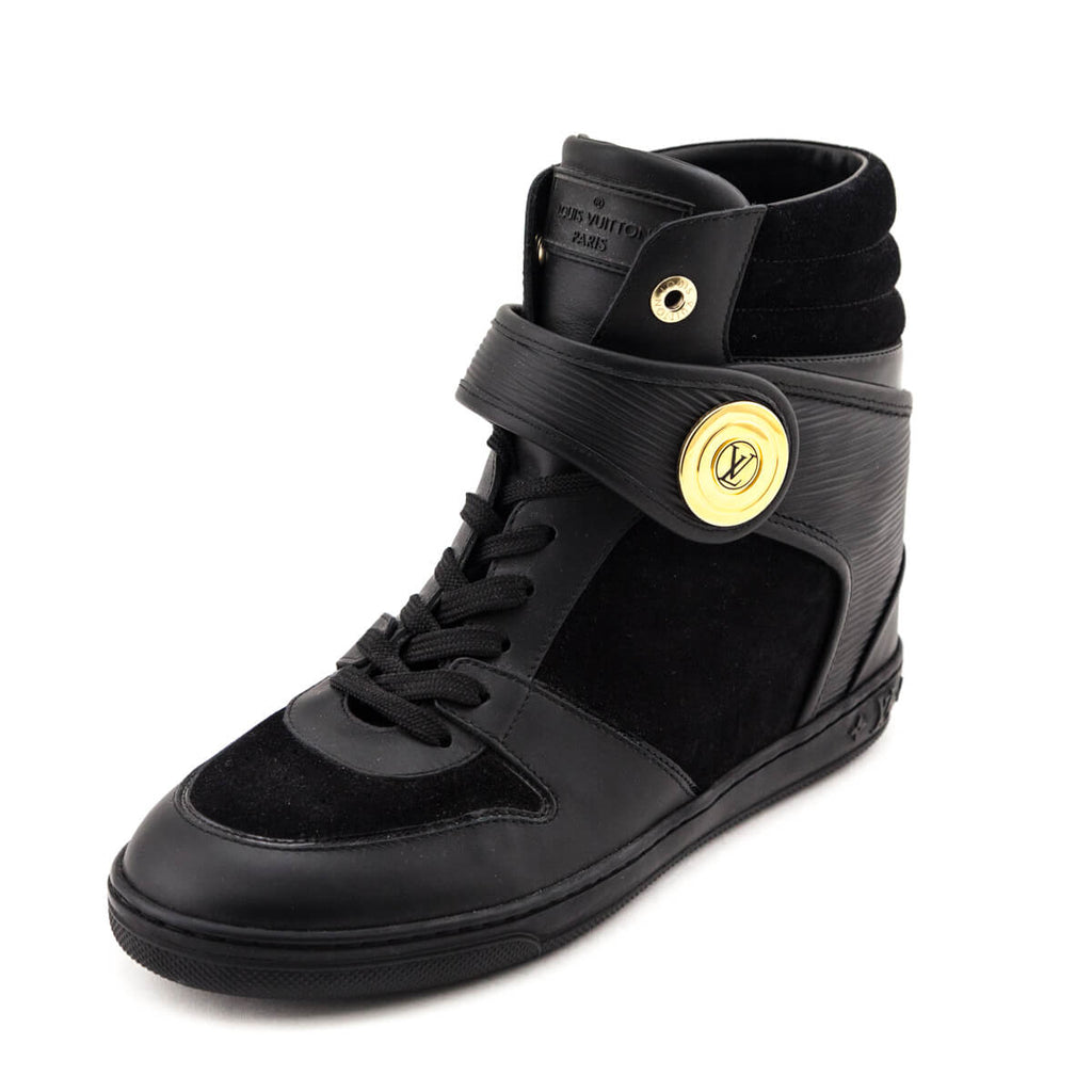 Louis Vuitton Black Suede High Top Wedge Sneakers Size US 11 | EU 41